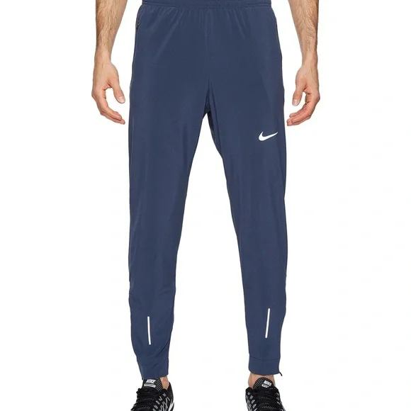 Nike Navy Athletic Track Pants with White Swoosh - Picture 1 of 5